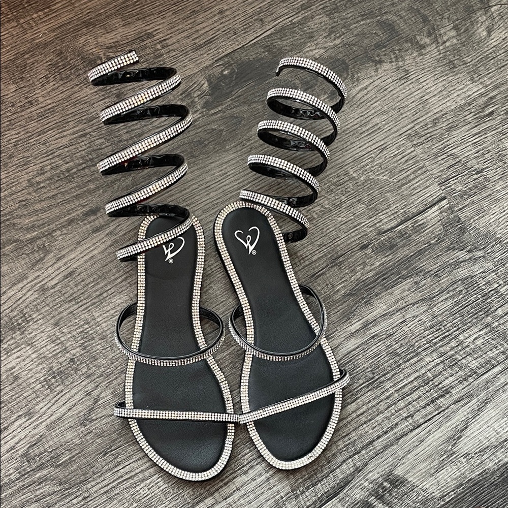 Windsor Black and Silver Rhinestone Sandals